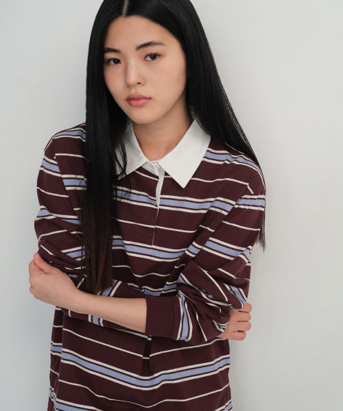 MUSINSA STANDARD WOMAN MUSINSA STANDARD WOMAN Women's Relaxed Multi-Stripe Rugby Shirt (Size M)