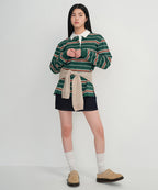 MUSINSA STANDARD WOMAN MUSINSA STANDARD WOMAN T-Shirt Women's Relaxed Multi-Stripe Rugby Shirt
