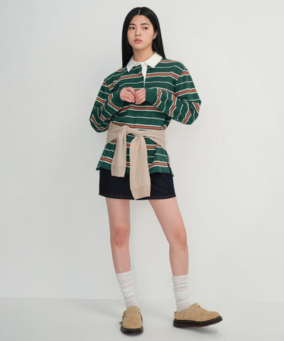 MUSINSA STANDARD WOMAN T-Shirt Women's Relaxed Multi-Stripe Rugby Shirt