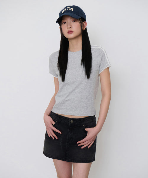 MUSINSA STANDARD WOMAN MUSINSA STANDARD WOMAN T-Shirt Medium Gray/Ivory