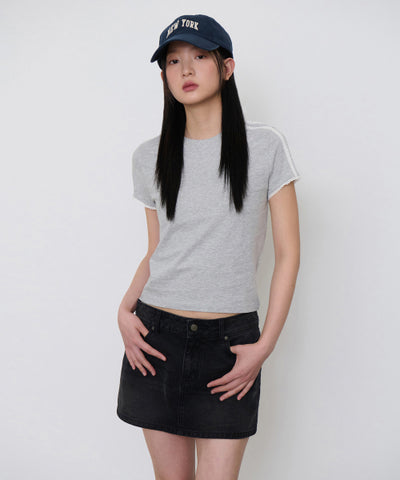 MUSINSA STANDARD WOMAN T-Shirt Medium Gray/Ivory