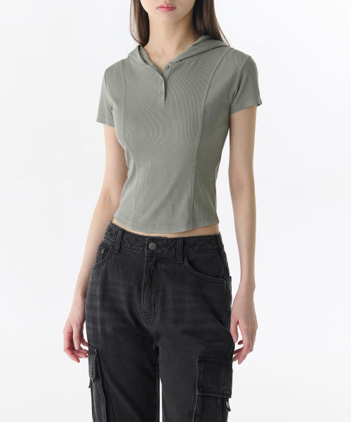 MUSINSA STANDARD WOMAN MUSINSA STANDARD WOMAN Women's Ribbed Slim Hoodie Khaki Gray