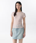 MUSINSA STANDARD WOMAN MUSINSA STANDARD WOMAN Women's Pointel Lace Crew Neck T-Shirt Light Pink