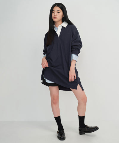 MUSINSA STANDARD WOMAN Oversized Rugby Dress (Navy)
