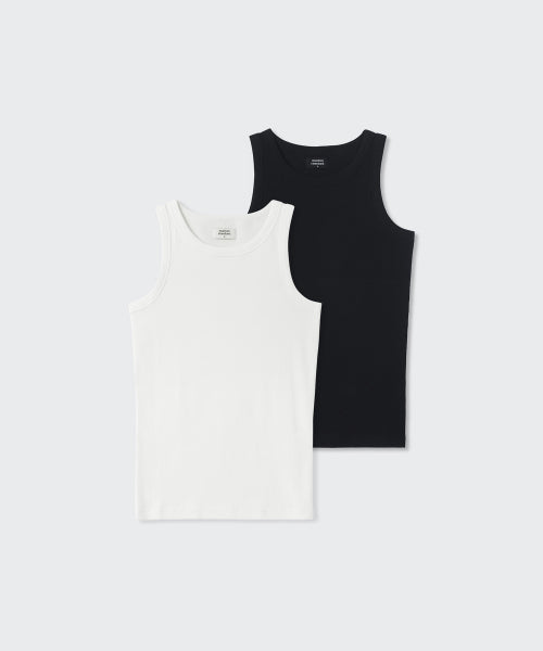 MUSINSA STANDARD WOMAN MUSINSA STANDARD WOMAN Women's Essential Tank Top 2-Pack (White/Brown)