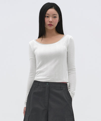 MUSINSA STANDARD WOMAN T-Shirt Long Sleeve [White]