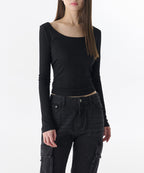 MUSINSA STANDARD WOMAN MUSINSA STANDARD WOMAN Women's Pointel Ballerina Long Sleeve T-Shirt (Black)