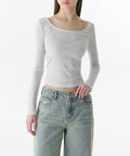 MUSINSA STANDARD WOMAN MUSINSA STANDARD WOMAN T-Shirt Long Sleeve [Melange Light Gray]
