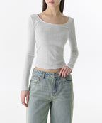 MUSINSA STANDARD WOMAN MUSINSA STANDARD WOMAN T-Shirt Long Sleeve [Melange Light Gray]