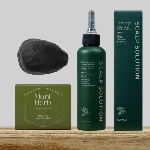 MONTHERB 2-piece set for problem scalp / essence shampoo bar 145g + scalp solution 150ml