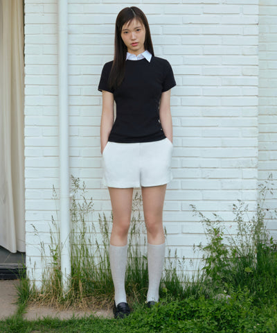 MUSINSA STANDARD WOMAN Slacks Women's Hidden Banding Short [White]