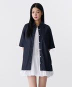MUSINSA STANDARD WOMAN MUSINSA STANDARD WOMAN Women's Oversized Short Sleeve Denim Shirt