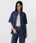 MUSINSA STANDARD WOMAN MUSINSA STANDARD WOMAN Women's Oversized Short Sleeve Denim Shirt [Medium Indigo]