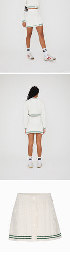 SHRIMPS SHRIMPS Shrimp VICTORIA Button Down Knit Mini Skirt - Cream/Green