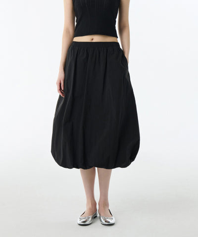 MUSINSA STANDARD WOMAN Women's Balloon Banding Long Skirt [Black]