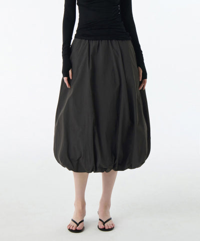 MUSINSA STANDARD WOMAN Balloon Banding Long Skirt [Gunmetal]