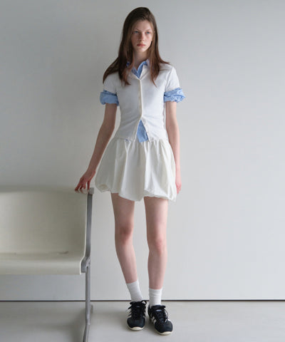 MUSINSA STANDARD WOMAN Balloon Banding Mini Skirt (White)