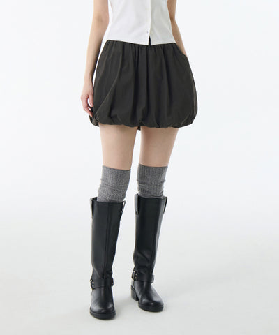 MUSINSA STANDARD WOMAN Balloon Banding Mini Skirt [Gunmetal]