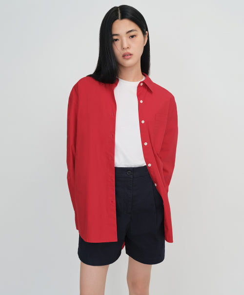 MUSINSA STANDARD WOMAN MUSINSA STANDARD WOMAN Women's Oversized Washed Poplin Shirt [Red]