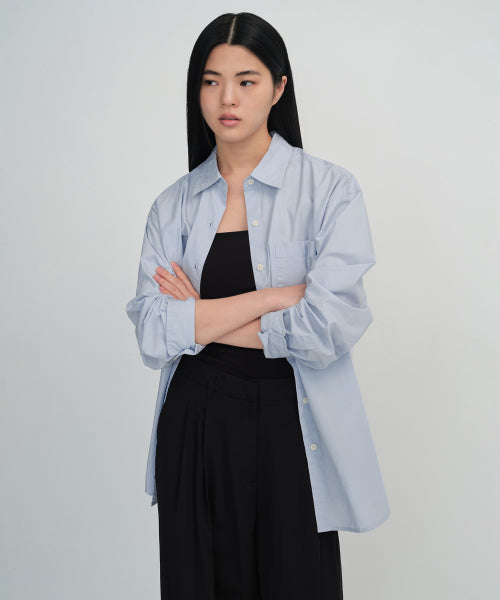 MUSINSA STANDARD WOMAN MUSINSA STANDARD WOMAN Women's Oversized Washed Poplin Shirt [Sky Blue]