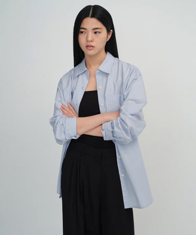 MUSINSA STANDARD WOMAN Women's Oversized Washed Poplin Shirt [Sky Blue]