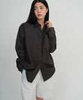 MUSINSA STANDARD WOMAN MUSINSA STANDARD WOMAN Women's Oversized Washed Poplin Shirt [Gunmetal]