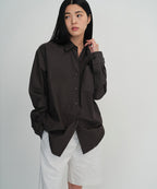 MUSINSA STANDARD WOMAN MUSINSA STANDARD WOMAN Women's Oversized Washed Poplin Shirt [Gunmetal]