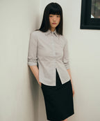 MUSINSA STANDARD WOMAN MUSINSA STANDARD WOMAN Women's Striped Slim Fit Shirt [Gray]