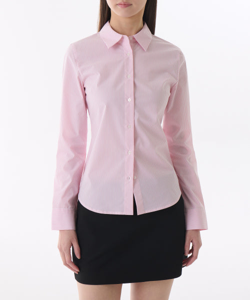 MUSINSA STANDARD WOMAN MUSINSA STANDARD WOMAN Women's Striped Slim Fit Shirt [Pink]