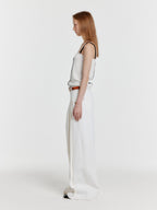 EENK [Wearing Hyomin] YON Stitched Color Block Knit Top - Black/White