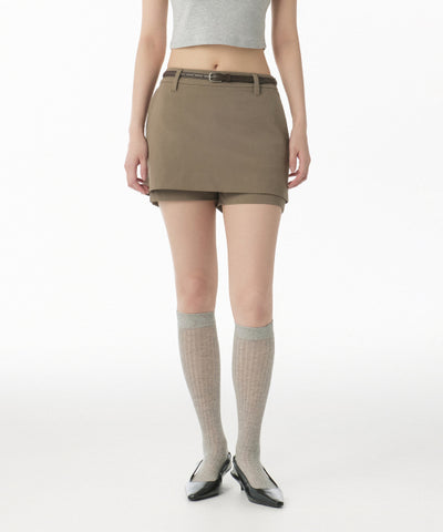MUSINSA STANDARD WOMAN Skirt Layered Mini Scotts Dusty Beige