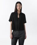 MUSINSA STANDARD WOMAN MUSINSA STANDARD WOMAN Relaxed Crochet Short Sleeve Shirt (Black)