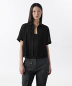 MUSINSA STANDARD WOMAN MUSINSA STANDARD WOMAN Relaxed Crochet Short Sleeve Shirt (Black)