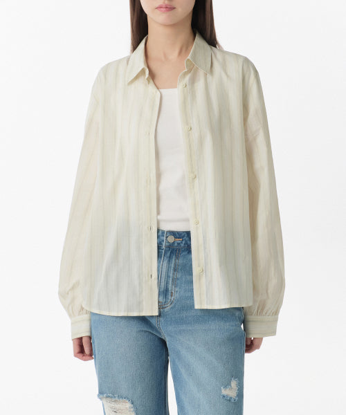 MUSINSA STANDARD WOMAN MUSINSA STANDARD WOMAN Relaxed Multi-Stripe Shirt Light Yellow
