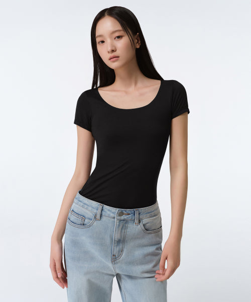 MUSINSA STANDARD WOMAN MUSINSA STANDARD WOMAN Women’s Scoop Neck Undershirt Black