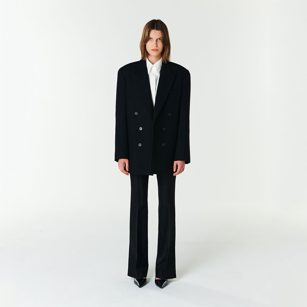 YCH DOUBLE-BREASTED WOOL JACEKT BLACK (F23JK101BK)