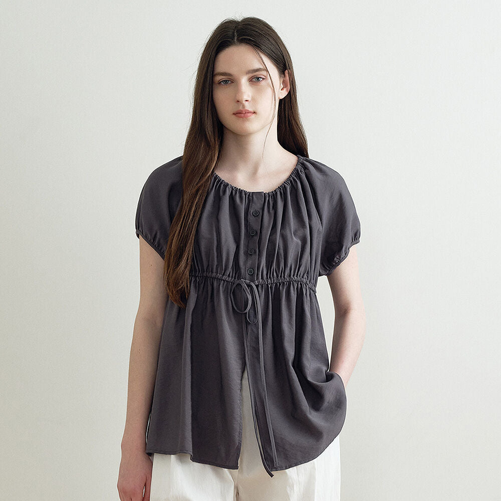 MAKEATOAST STRIPE COZY BLOUSE (DARK GRAY) MBFSTO021DG