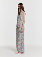 EENK YEXS Floral Maxi Skirt - Cream/Blue Multi