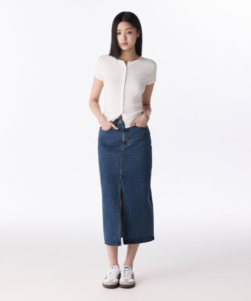 MUSINSA STANDARD WOMAN MUSINSA STANDARD WOMAN Denim Long Skirt Front Slit