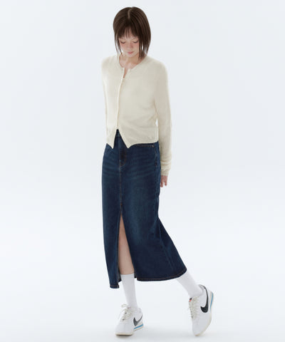 MUSINSA STANDARD WOMAN Women's Denim Long Skirt [Dark Blue]