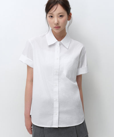 MUSINSA STANDARD WOMAN Women's Relaxed Soft Poplin Short Sleeve Shirt (Size M)