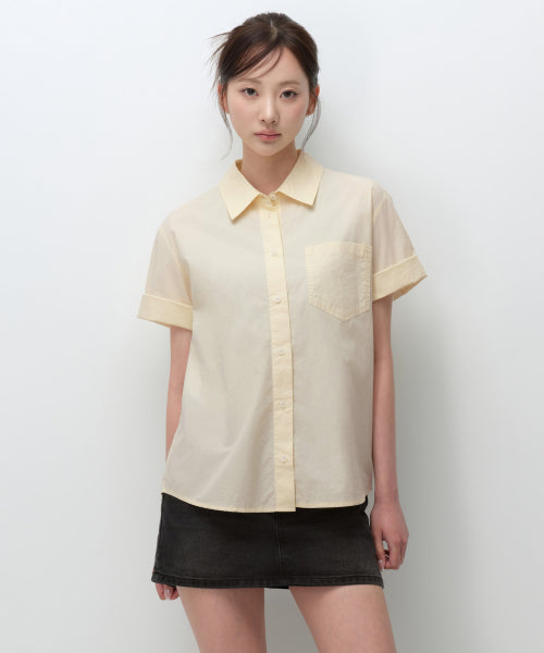 MUSINSA STANDARD WOMAN MUSINSA STANDARD WOMAN Relaxed Soft Poplin Short Sleeve Shirt [Lemon]