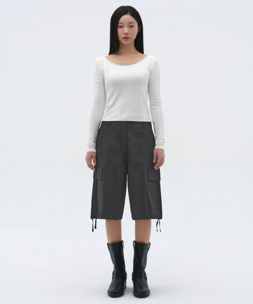 MUSINSA STANDARD WOMAN MUSINSA STANDARD WOMAN Women's Wide Cargo Bermuda Pants (Dark Gray)