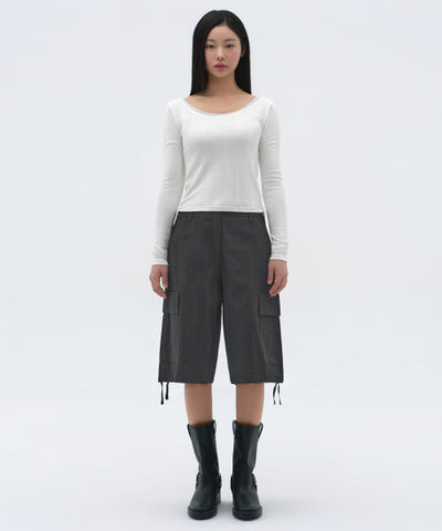 MUSINSA STANDARD WOMAN Women's Wide Cargo Bermuda Pants (Dark Gray)