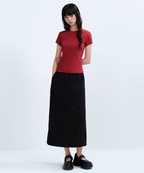 MUSINSA STANDARD WOMAN MUSINSA STANDARD WOMAN Nylon Banding Long Skirt Black