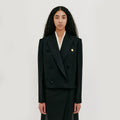 EENK Double-breasted Short Blazer - Black