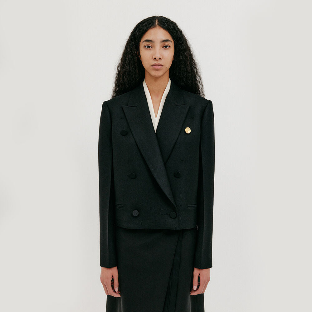 EENK Double-breasted Short Blazer - Black
