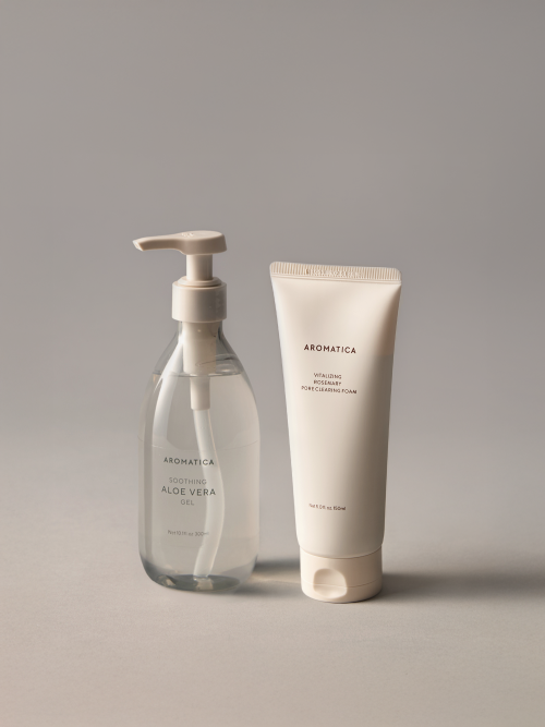 AROMATICA Soothing Aloe Vera Gel & Rosemary Clearing Foam