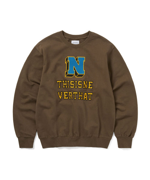 THISISNEVERTHAT THISISNEVERTHAT Sweatshirt Cross Stitched Brown