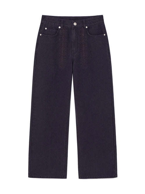 MATIN KIM MATIN KIM STITCH POINT WASHED COTTON PANTS